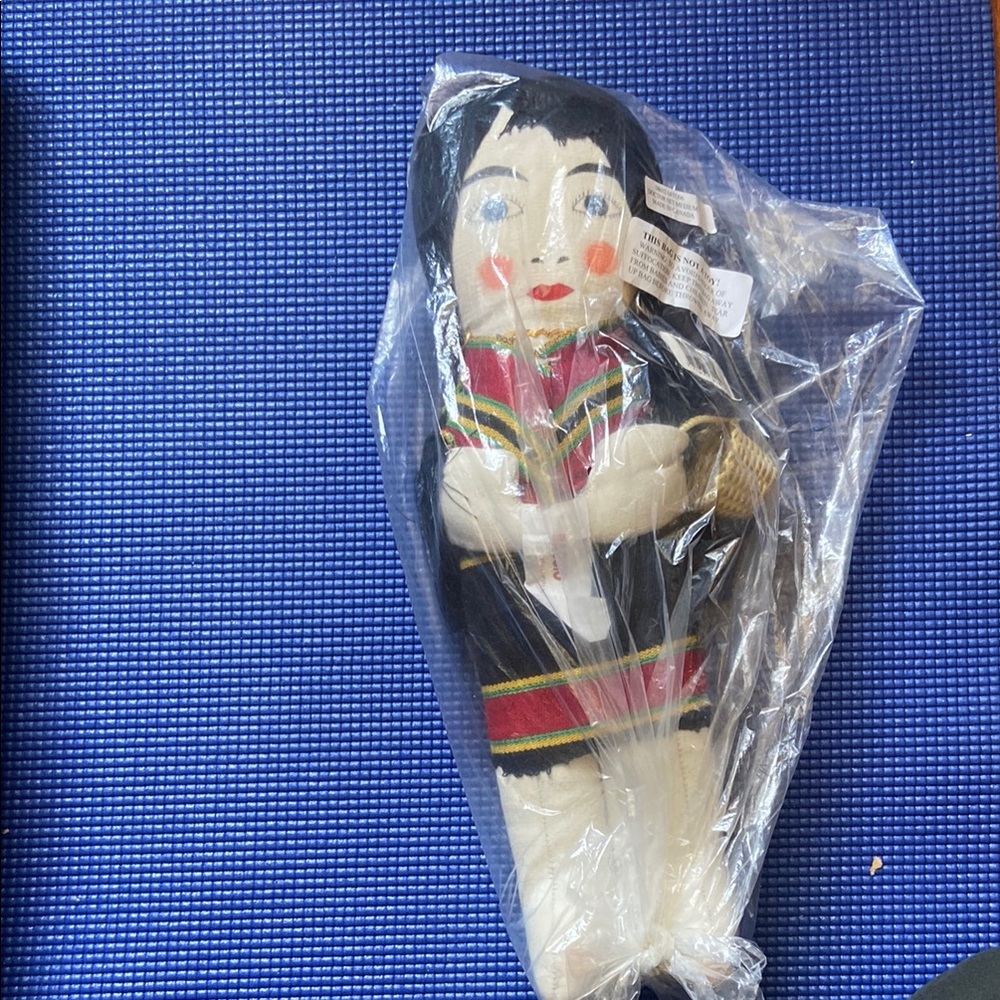 Colorful Handmade Doll with Black Hair